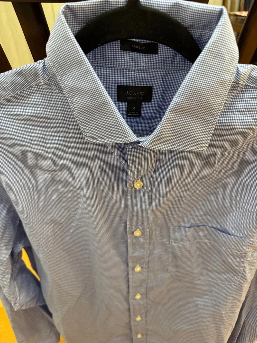 J. Crew Men's Crosby 120’s 2PLY Micro Gingham Long Sleeve Button Down Shirt Prep